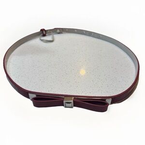 White House Black Market Women’s Red Leather Skinny Belt With Bow Accent Size S